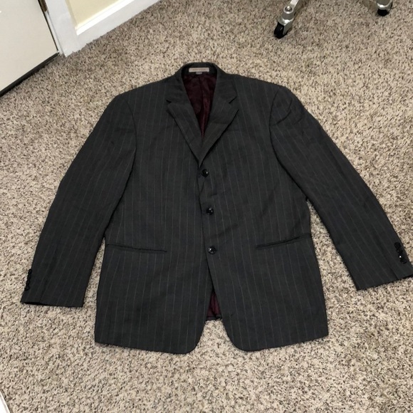 Franco Valentino Wool Sports Coat Blazer Size 42R 42 Regular Gray Striped Wool - Picture 2 of 9